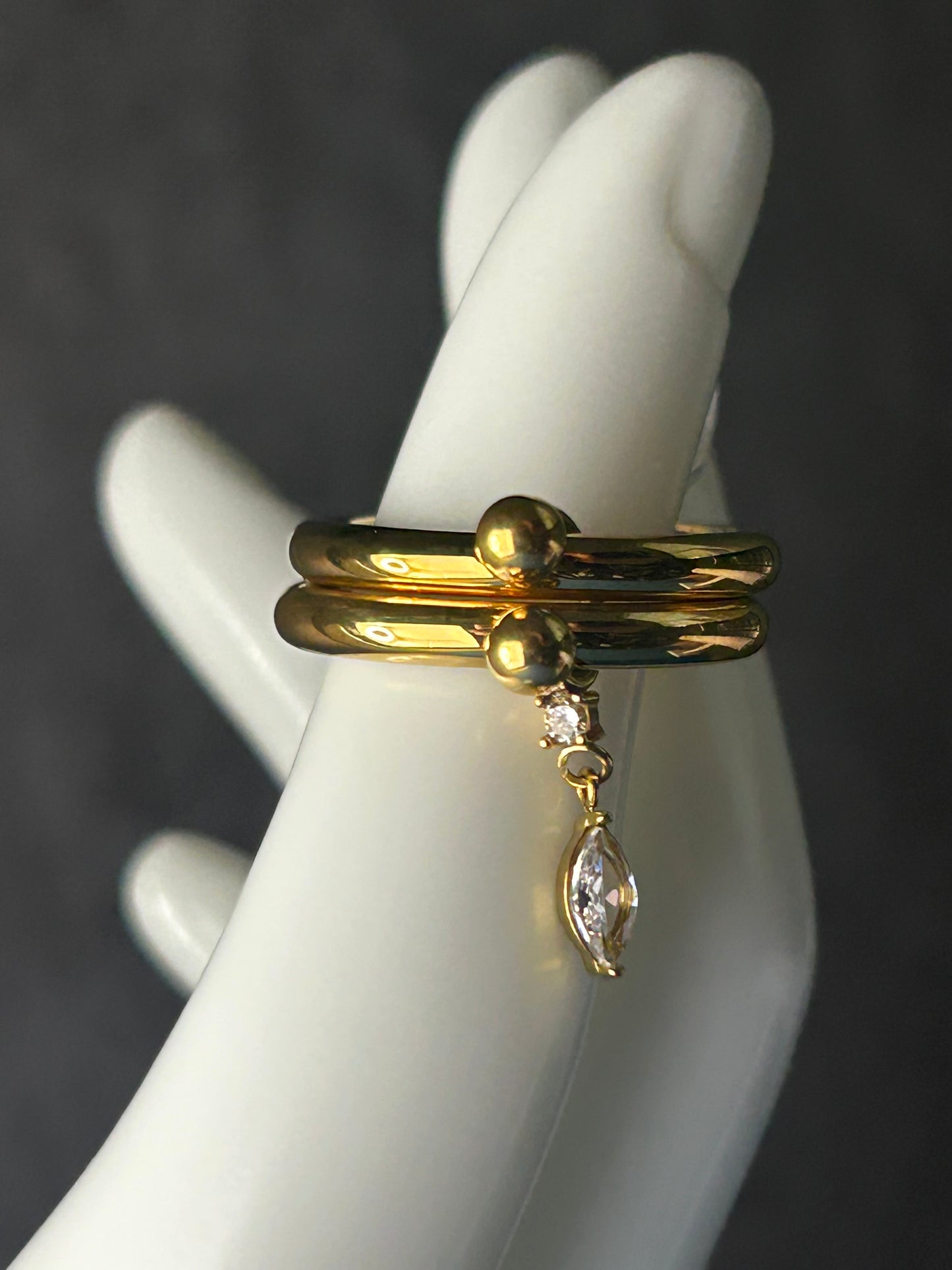 Double Hoop Marquise Ring