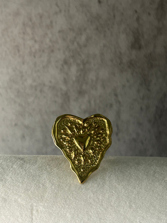Chunky Heart Adjustable Ring