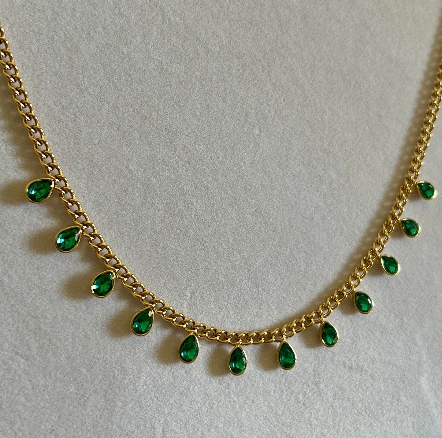 Green Dotted Zirconia necklace