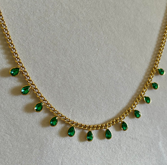 Green Dotted Zirconia necklace